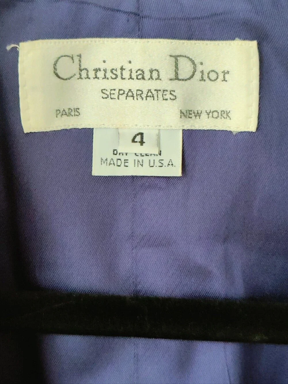 Vintage CHRISTIAN DIOR 100% Wool Blazer Sz 4 Blue Purple Separates Womens NWT